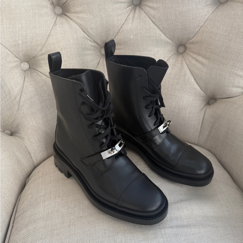 Hermes Black Leather Funk Ankle Boot size 38 NIB